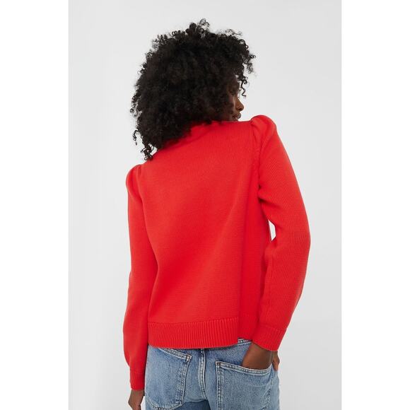 TUCKERNUCK Red Cropped Puff Sleeve Americana Sweater Size XXL NWT - Picture 2 of 6